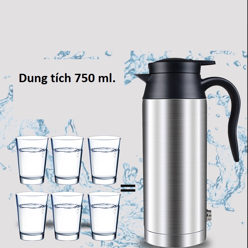 Ấm nước siêu tốc 750ML cho xe tải  12V , 24V