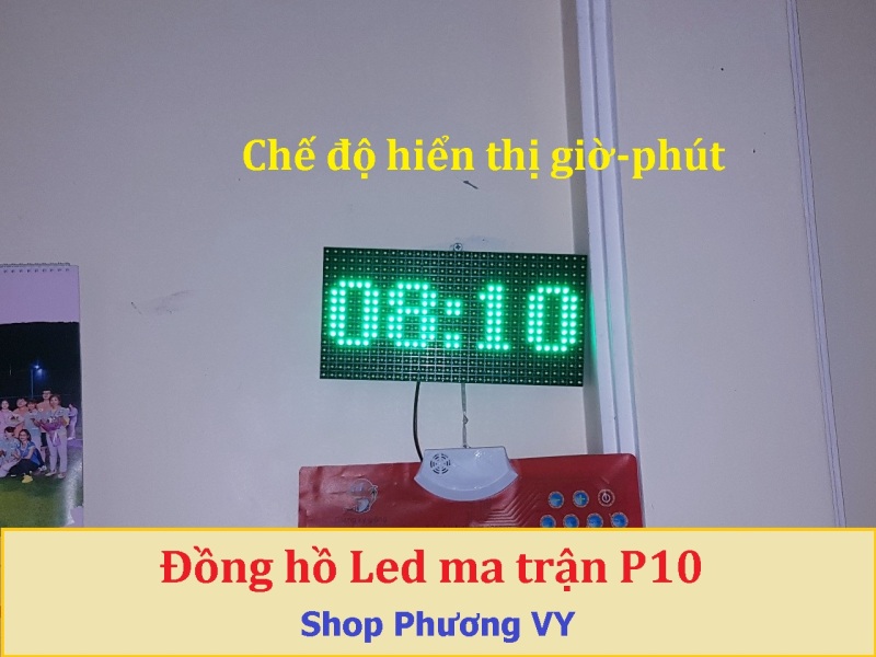 Đồng hồ Led Matrix, Led P10 siêu to khổng lồ - Màu xanh lá bán chạy