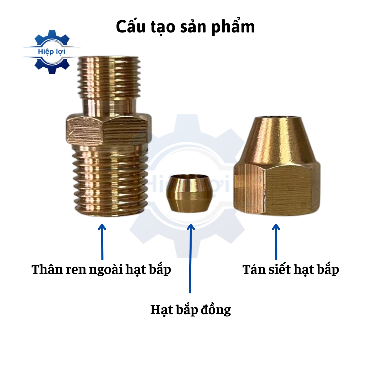 Nối ren ngoài hạt bắp thau – phụ kiện nối ống khí nén chắc chắn, chống rò rỉ, dễ lắp đặt