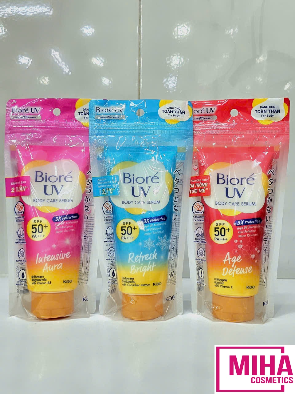 Serum Chống Nắng Dưỡng Thể Kháng Bụi Biore Dưỡng Ẩm Sâu Sáng Mịn Mát Lạnh SPF 50+ PA+++150ml