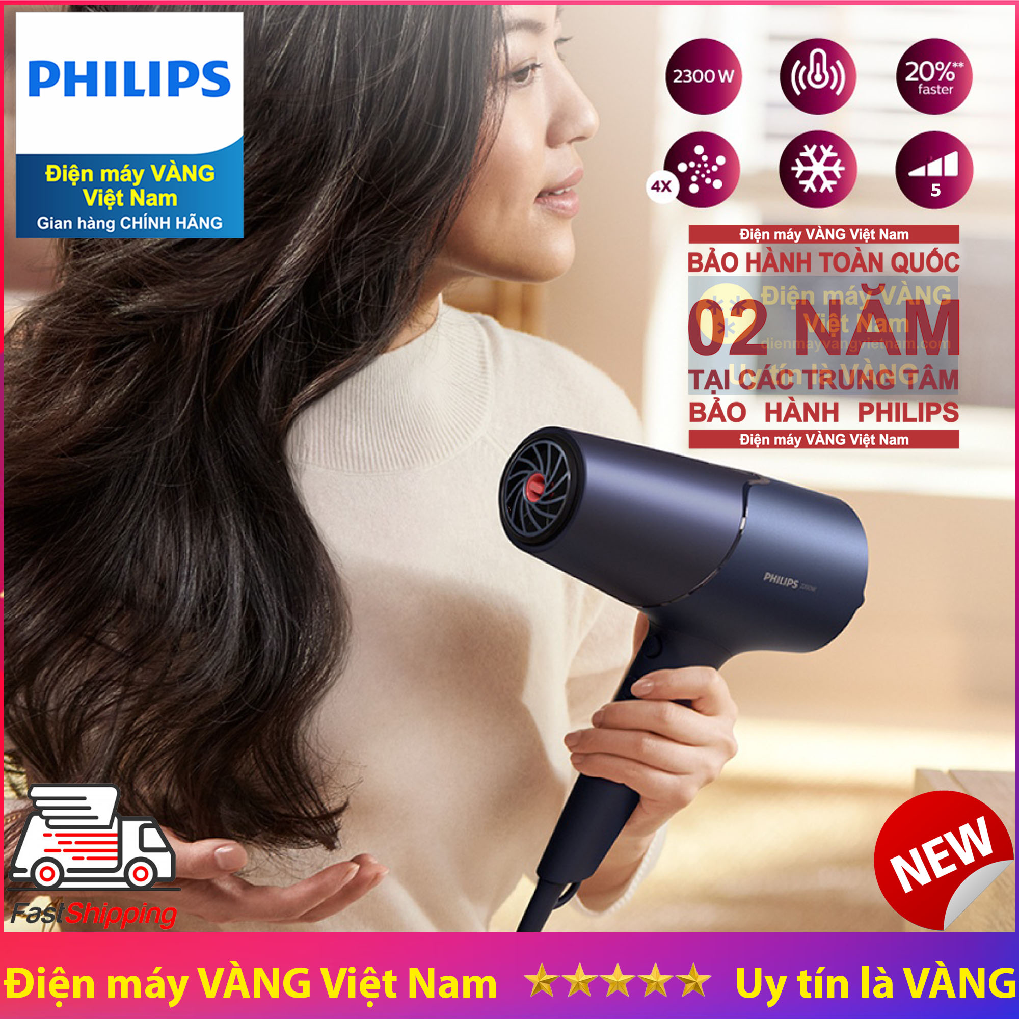 Máy sấy tóc cao cấp Philips HP8233 và BHD510 - Hàng chính hãng (Bảo hành 2 năm tại các Trung tâm bảo hành Philips trên toàn quốc)