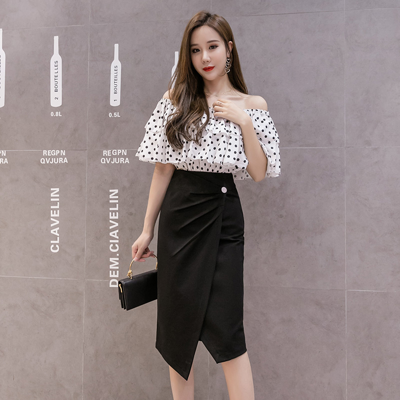 Chân váy bút chì đắp tà xếp 1 cúc dài 68cm