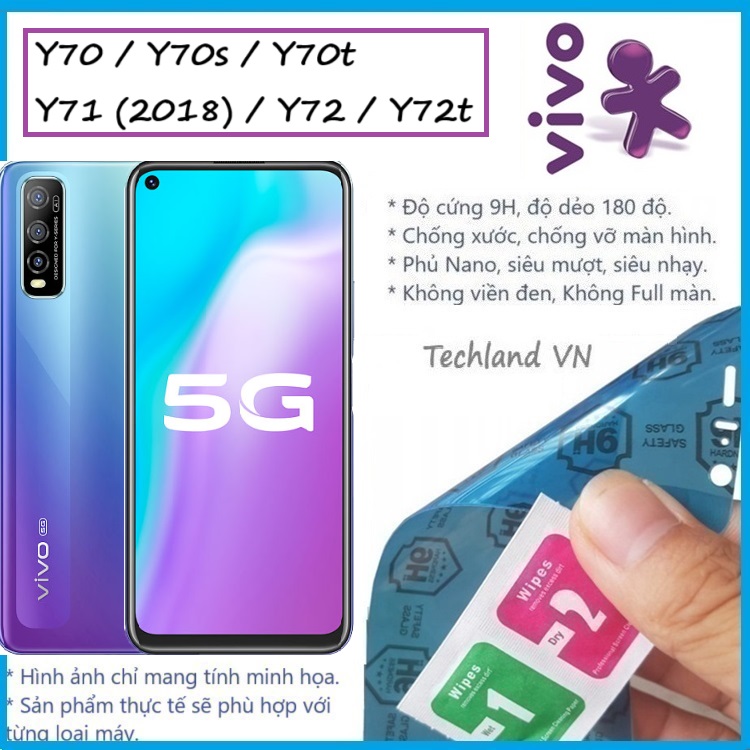 Cường lực phủ nano vivo y70 / y71 / y72 / y70s / y70t / y72t 4g / 5g - trong suốt, không full màn, không viền đen