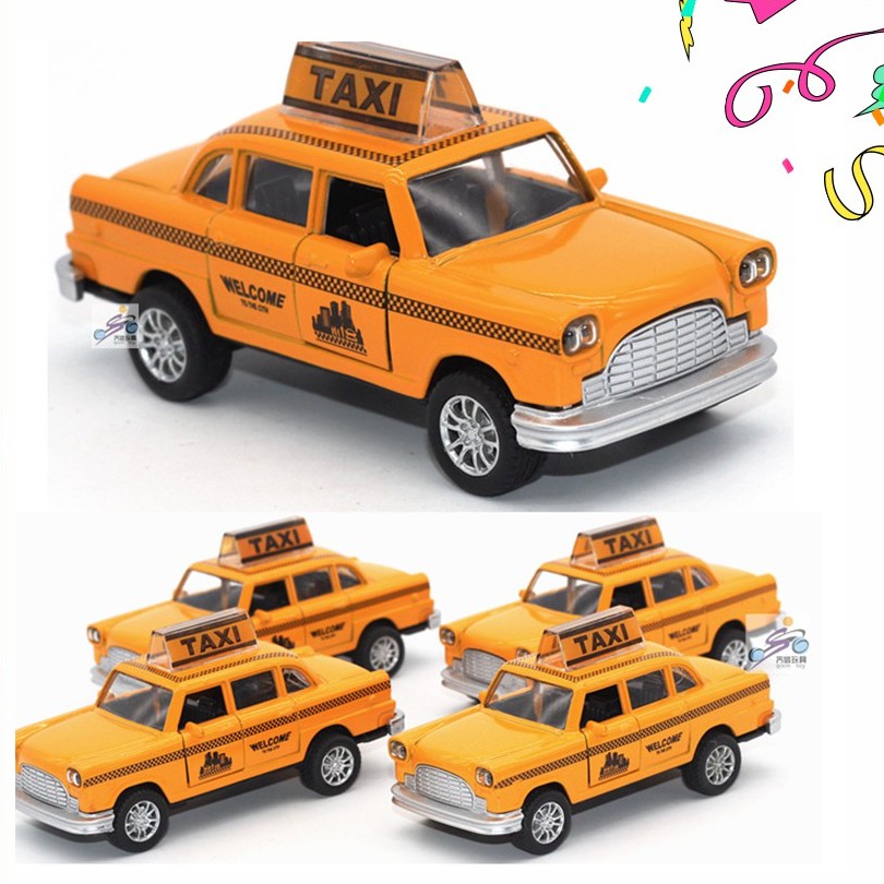 Ô Tô Taxi Mini Màu Vàng Xe Bằng Sắt Chạy Cót Có Âm Thanh Và Đèn Mở Cửa -  Mixasale