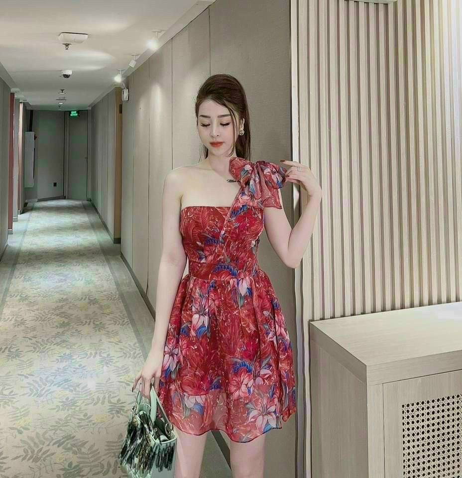 Đầm Voan lụa thắt nơ duyên dáng dễ thương TTT DXX8