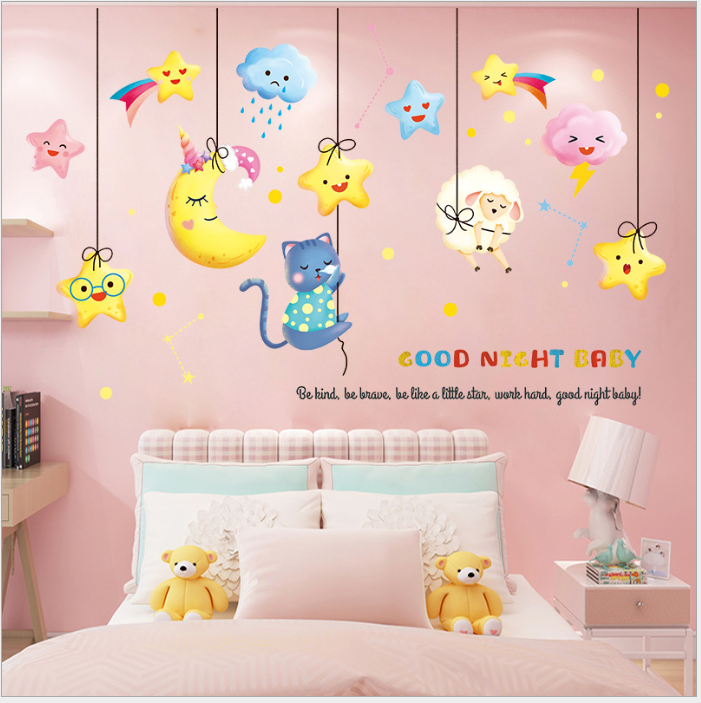 [HCM] Decal giấy dán tường mặt trăng , ngôi sao