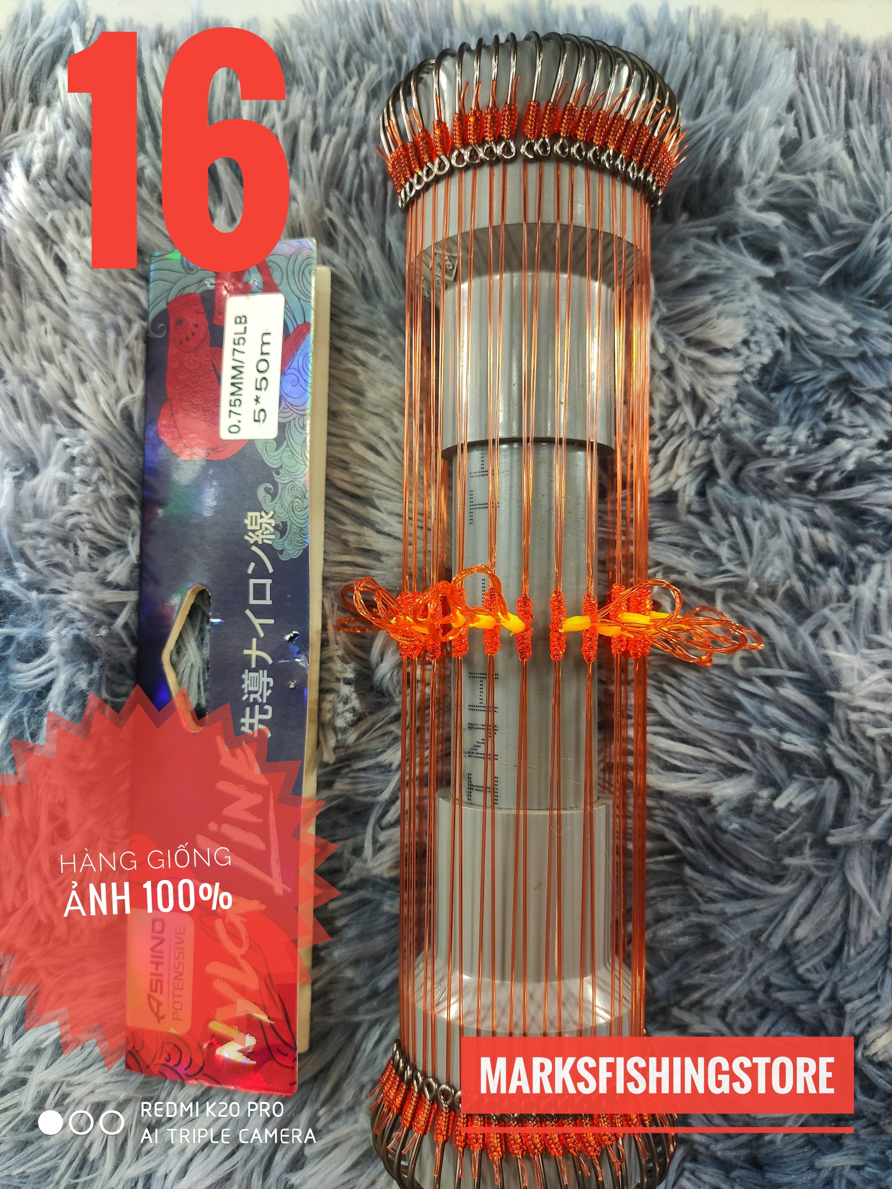 Ống x20 Chùm nho câu cá 4 lưỡi số 16