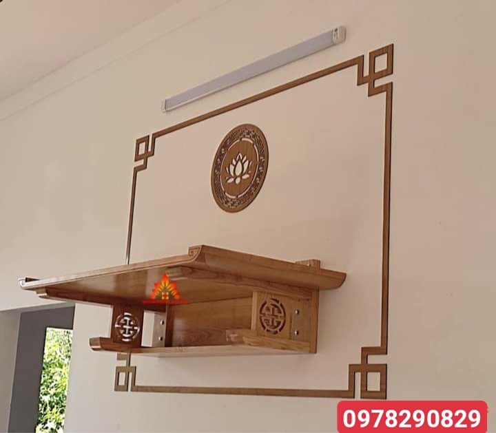 Bàn thờ treo tường bằng gỗ sồi nga 100 cm