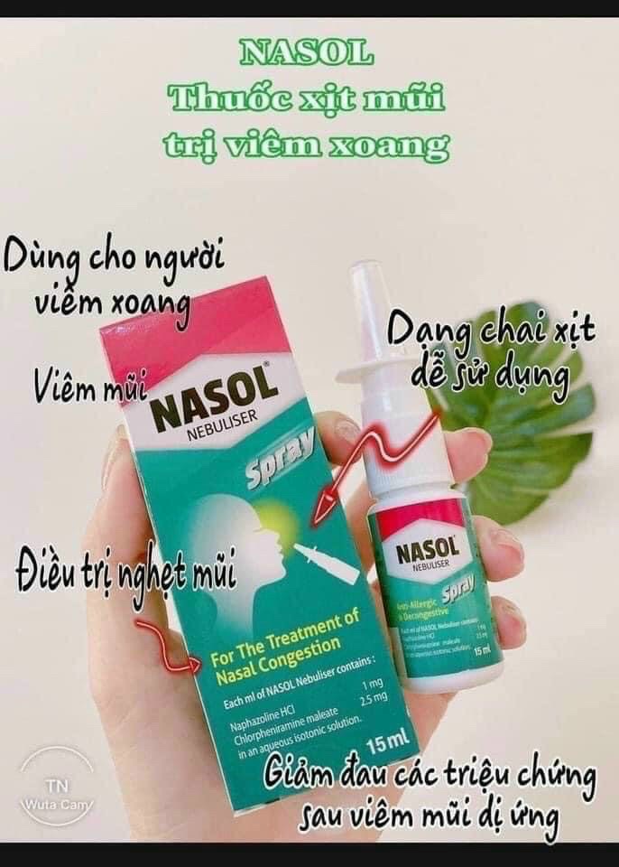 Chai xịt thông mũi, nghẹt mũi, xoang Nasol Spray Thái Lan 15ml