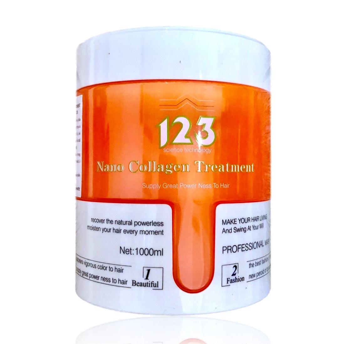 Dầu hấp ủ lụa tóc 123 Nano Collagen Treatment siêu mượt tinh chất dừa 1000ml
