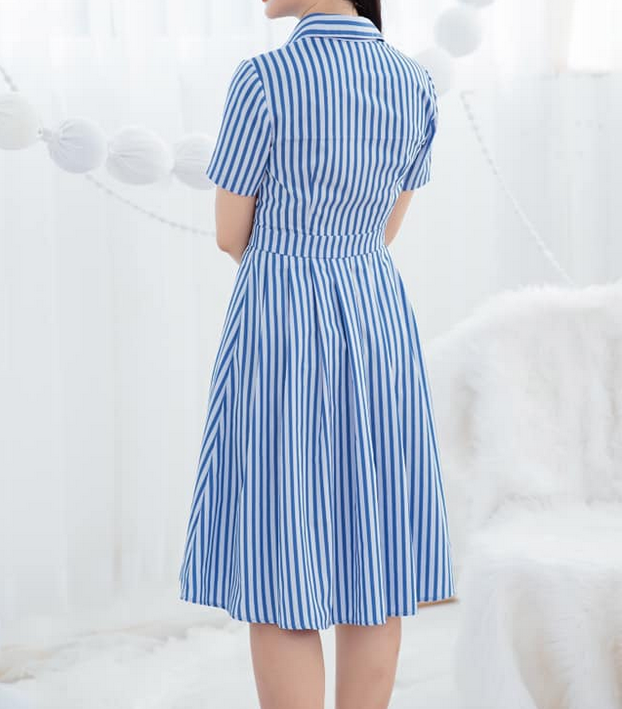 Đầm sơ my xọc xanh