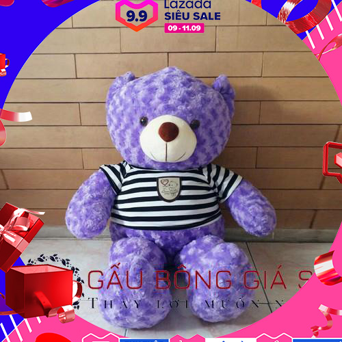 Gấu bông Teddy khổ vải 80cm màu tím cà