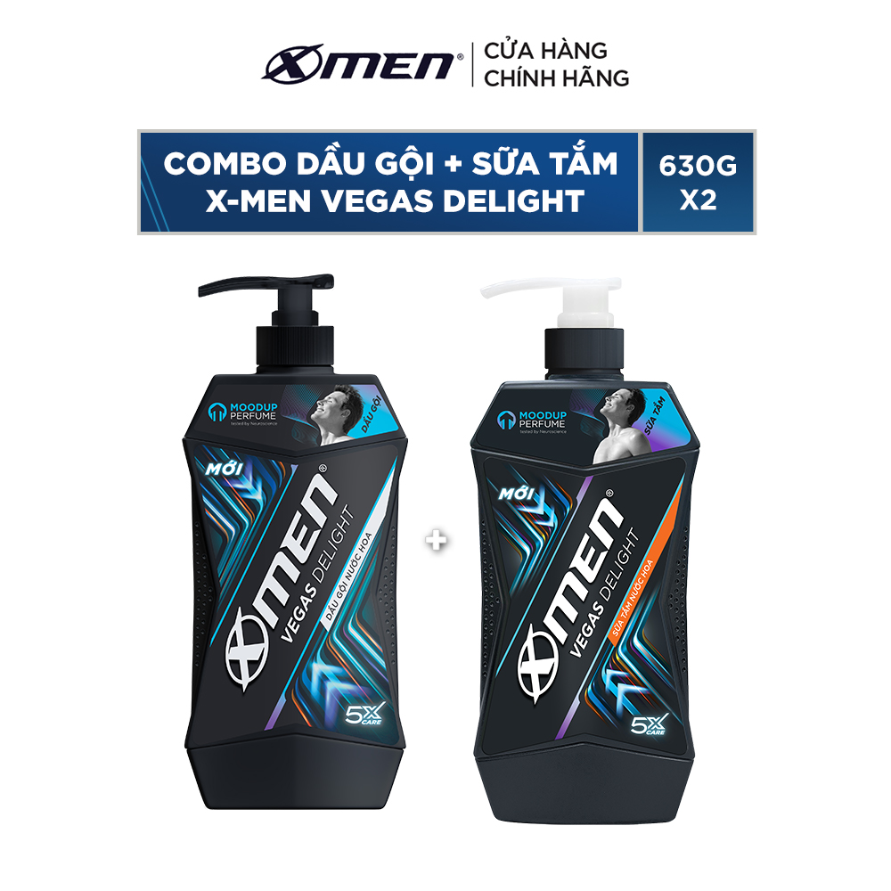 Combo Dầu gội Sữa tắm Xmen Amazon Hunt/ Vegas Delight 630g Công nghệ mùi hương giúp tinh thần phấn chấn