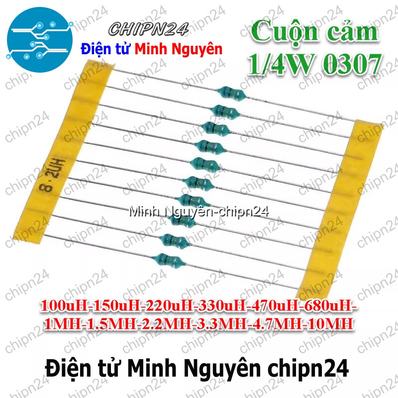 [10 cái] (K184) Cuộn cảm vạch 1/4W DIP 0307 (100uH/220uH/330uH/470uH/1MH/1.5MH/2.2MH/3.3MH/4.7MH/10MH)- [Chọn Loại] - HHH.00351