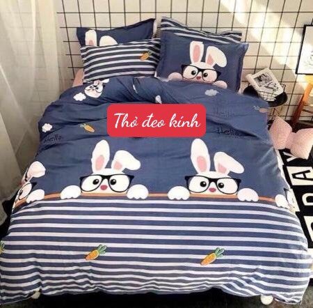 Bộ Ga Gối 3 Món[1ga +2 vỏ gối]1m8x2m Poly cotton, mẫu doremon đàn