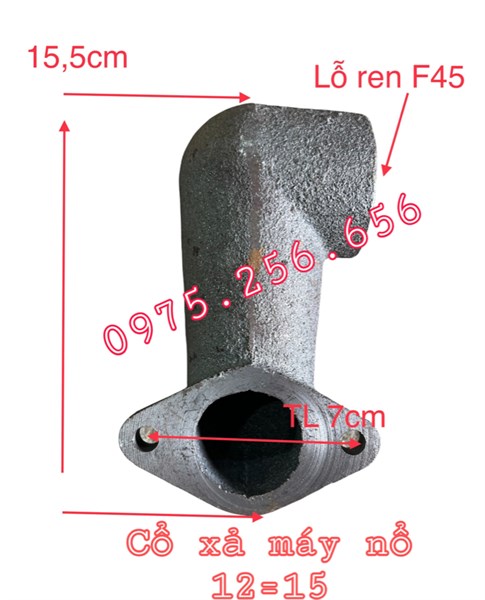 Cổ xả máy nổ 12=15 (S195=S1100) phụ tùng hùng lỳ