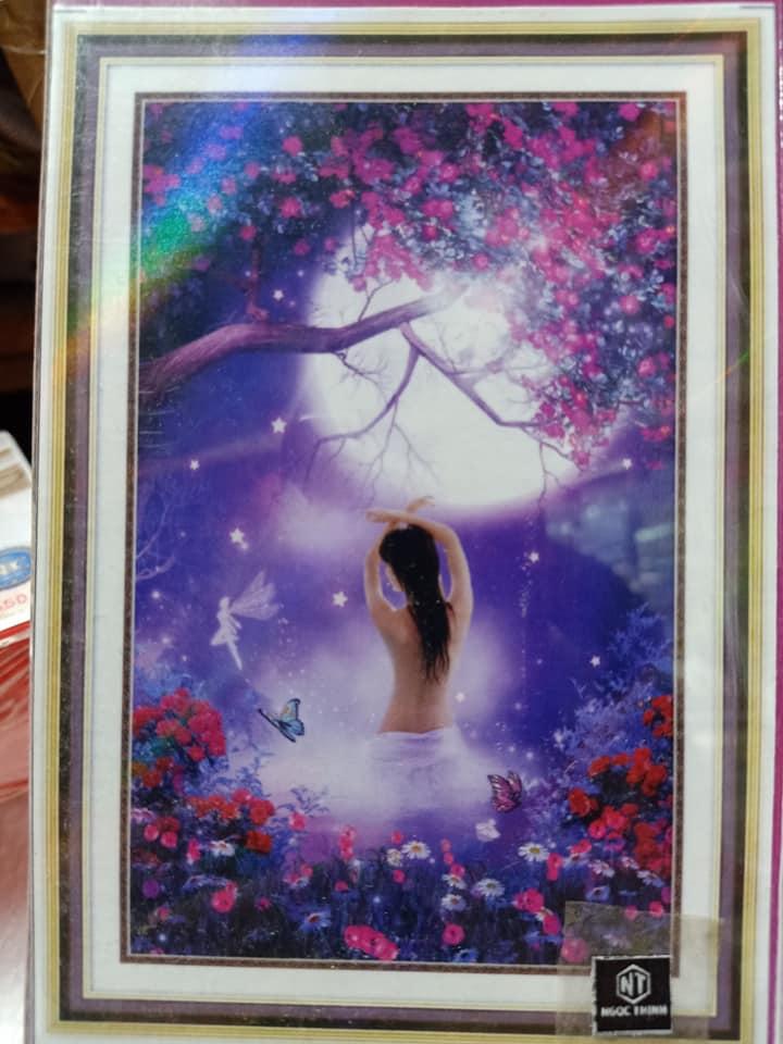 Tranh đính đá Thiếu nữ dưới trăng LV250 kt 50x75cm