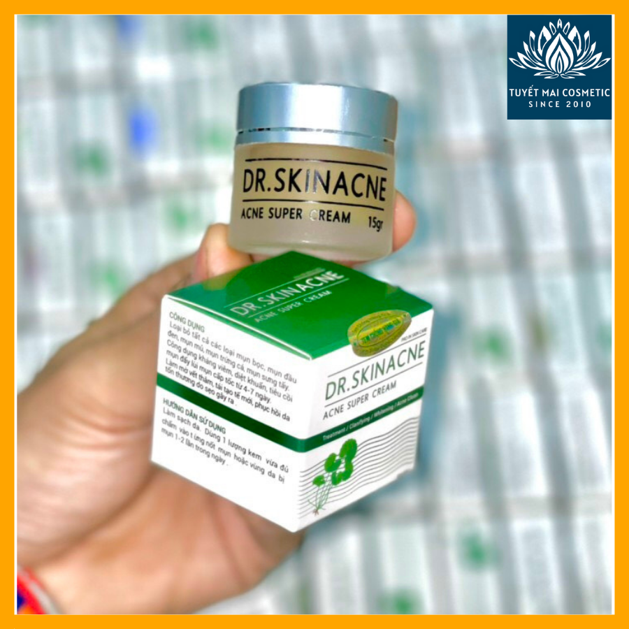 Kem dưỡng da DR SKINACNE SUPER CREAM xoá mụn cám mụn bọc mụn ẩn và tàn nhang sẹo thâm se khít lỗ chân lông an toàn hiệu quả với tinh chất nghệ rau má dầu tràm và mật ong hiệu quả sau 7 ngày sử dụng