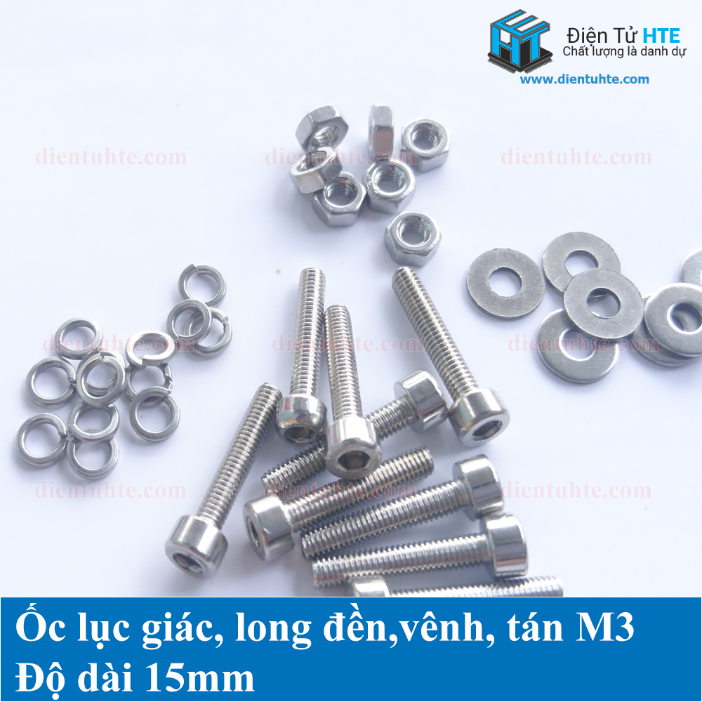 Ốc lục giác M3, kèm long đền, vênh, tán