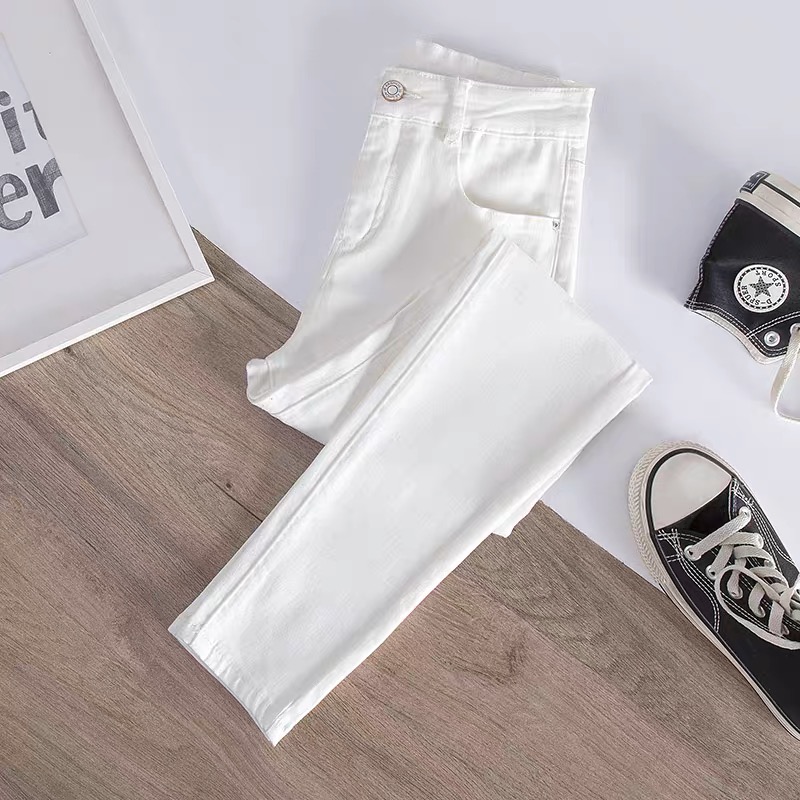[HCM]QUẦN JEAN NỮ LƯNG CAO CO GIÃN TỐT MÀU ĐEN BASIC + ÁO THUN TRƠN (mua riêng)