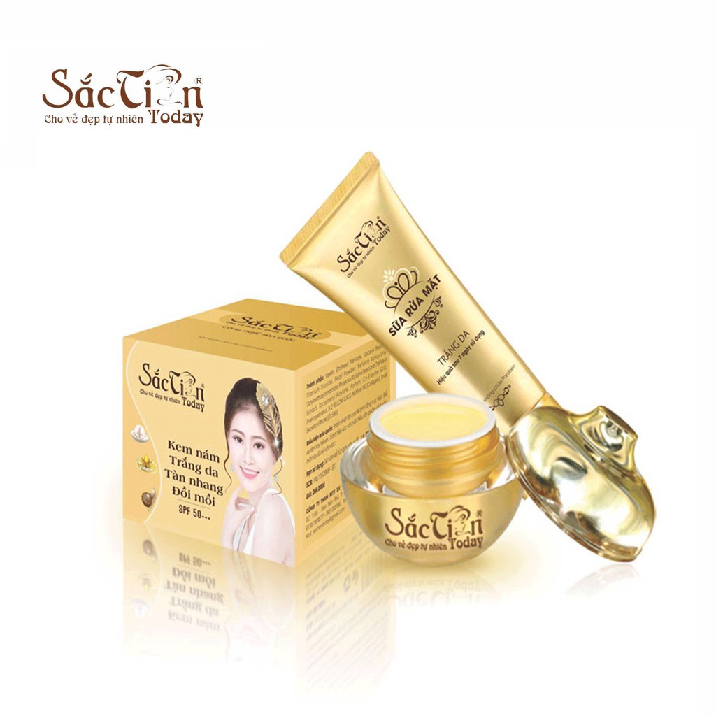 Combo Vip Kem nám trắng da tàn nhang đồi mồi 15g và Sữa rửa mặt Sắc Tiên Today 100ml công nghệ Hàn Quốc