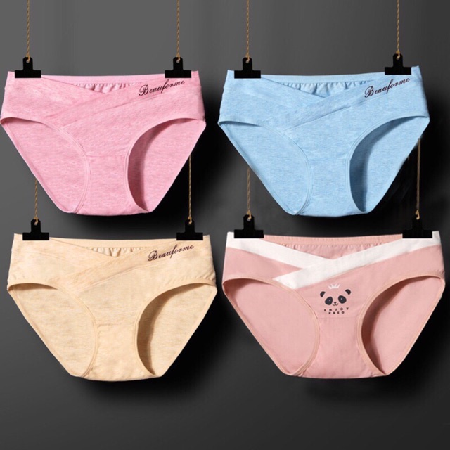 Sét 4 quần lót bầu cotton cạp chéo túi zip