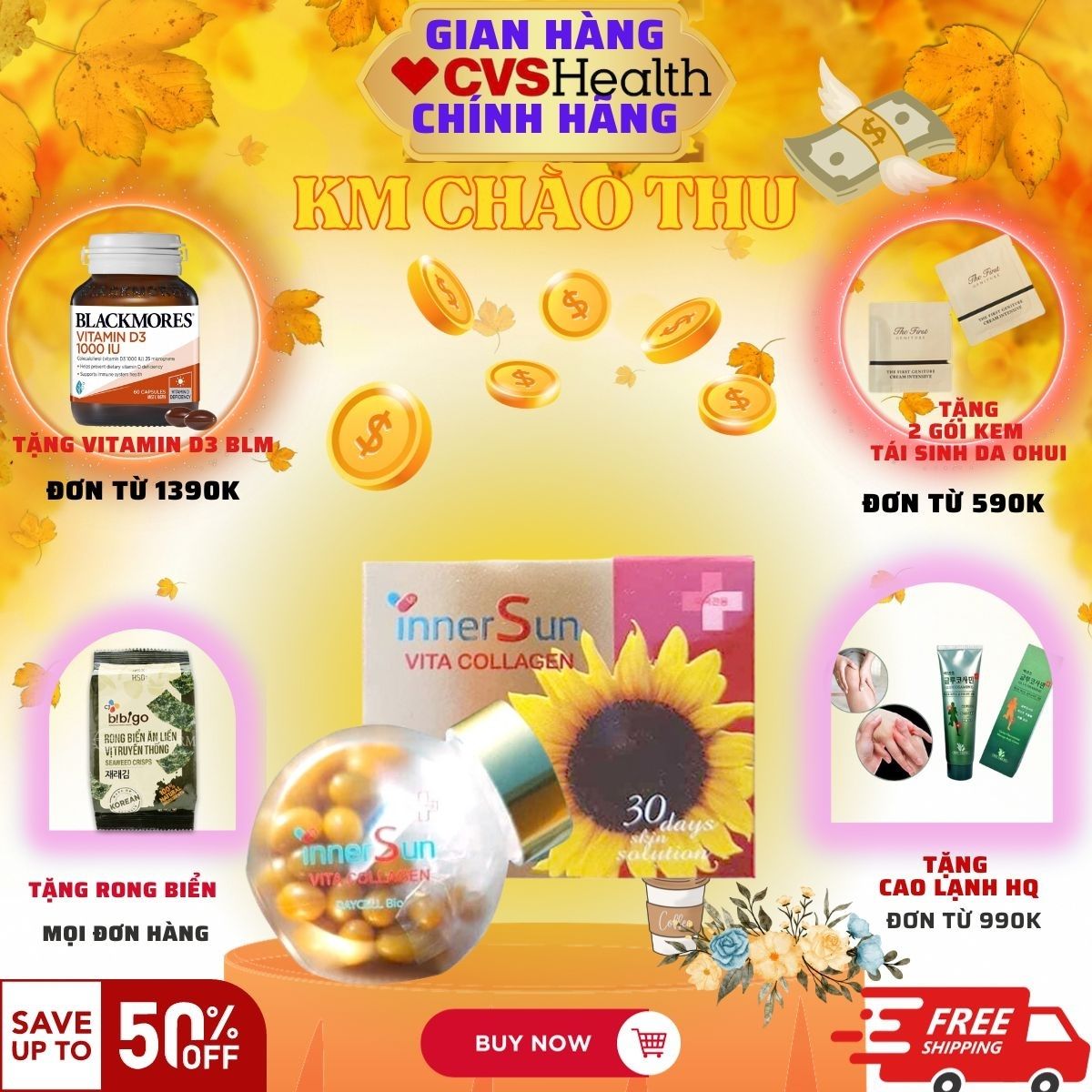 Viên uống chống nắng innersun vita collagen hàn quốc