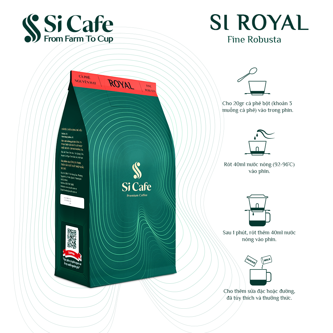 CÀ PHÊ PHA PHIN ROYAL TỪ SI CAFE - SPECIALTY COFFEE - 100% FINE ROBUSTA