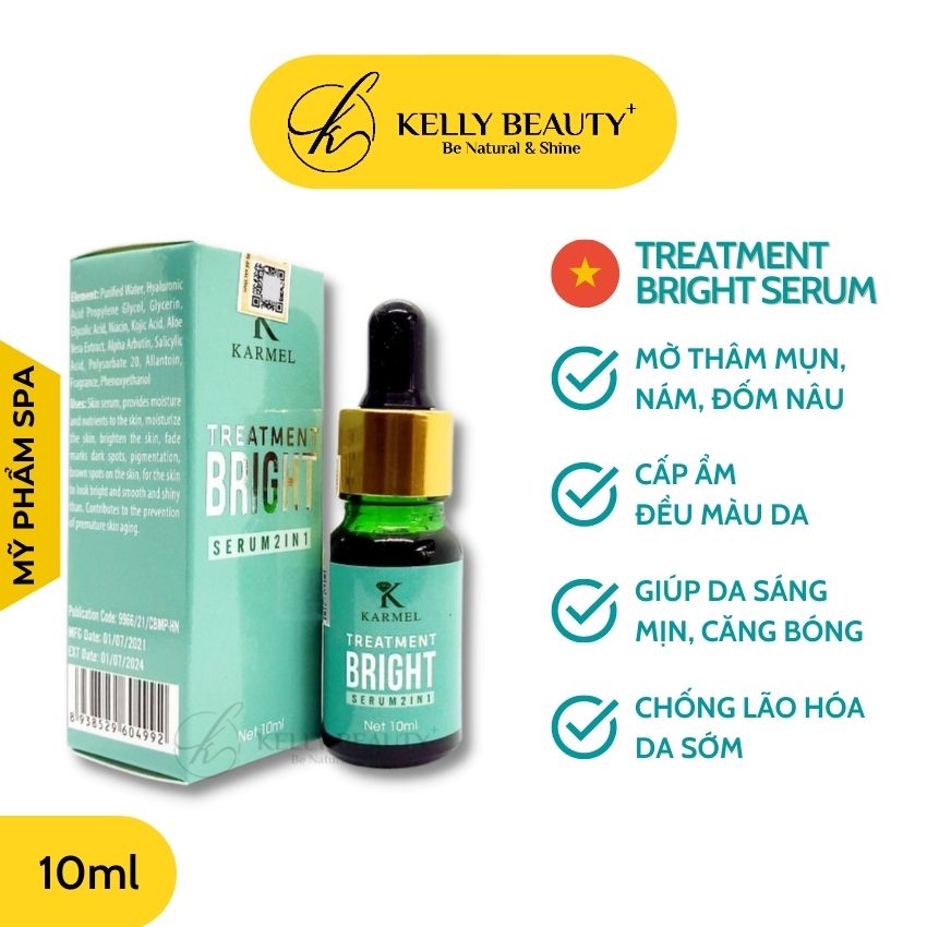 Serum sáng da mờ thâm karmel 10ml – hỗ trợ mờ thâm mụn, nám, đốm nâu; đều màu da; giúp da mịn, căng bóng | kelly beauty