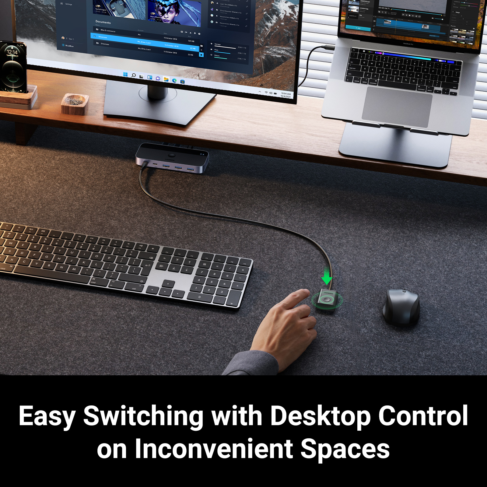 UGREEN 5Gbps Shared Switcher 2 Computer Share 4 USB Devices output 3 USB-A for keyboard Mouse Flash Disk Model:15705