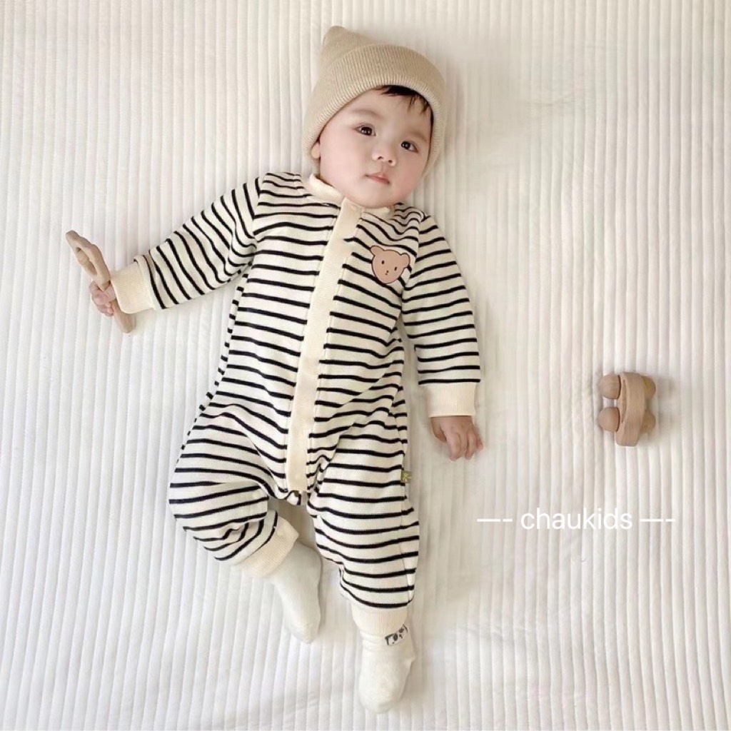 BODY GẤU DÀI KẺ NGANG CÔTON CHO BÉ TRAI