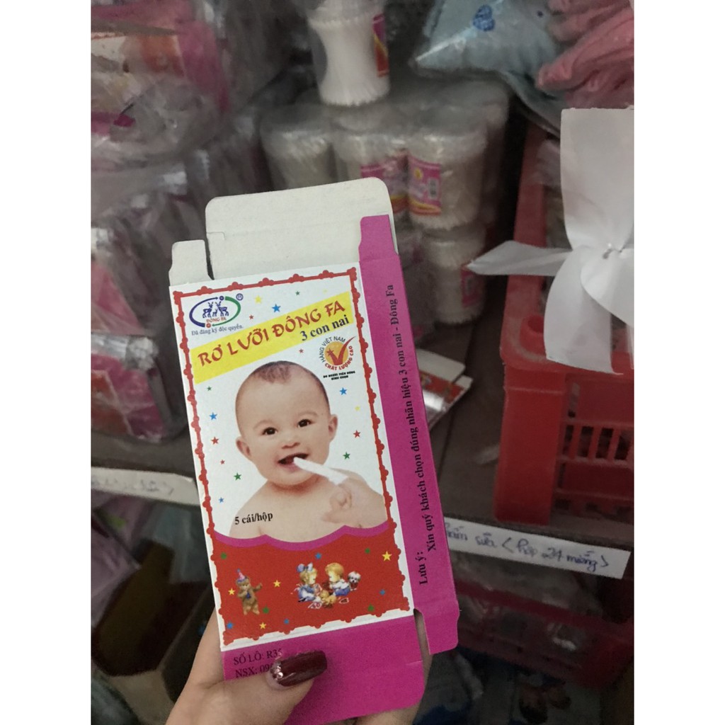 Rơ lưỡi, gạc rơ lưỡi xỏ ngón Đông Fa (1 hộp 5 cái)