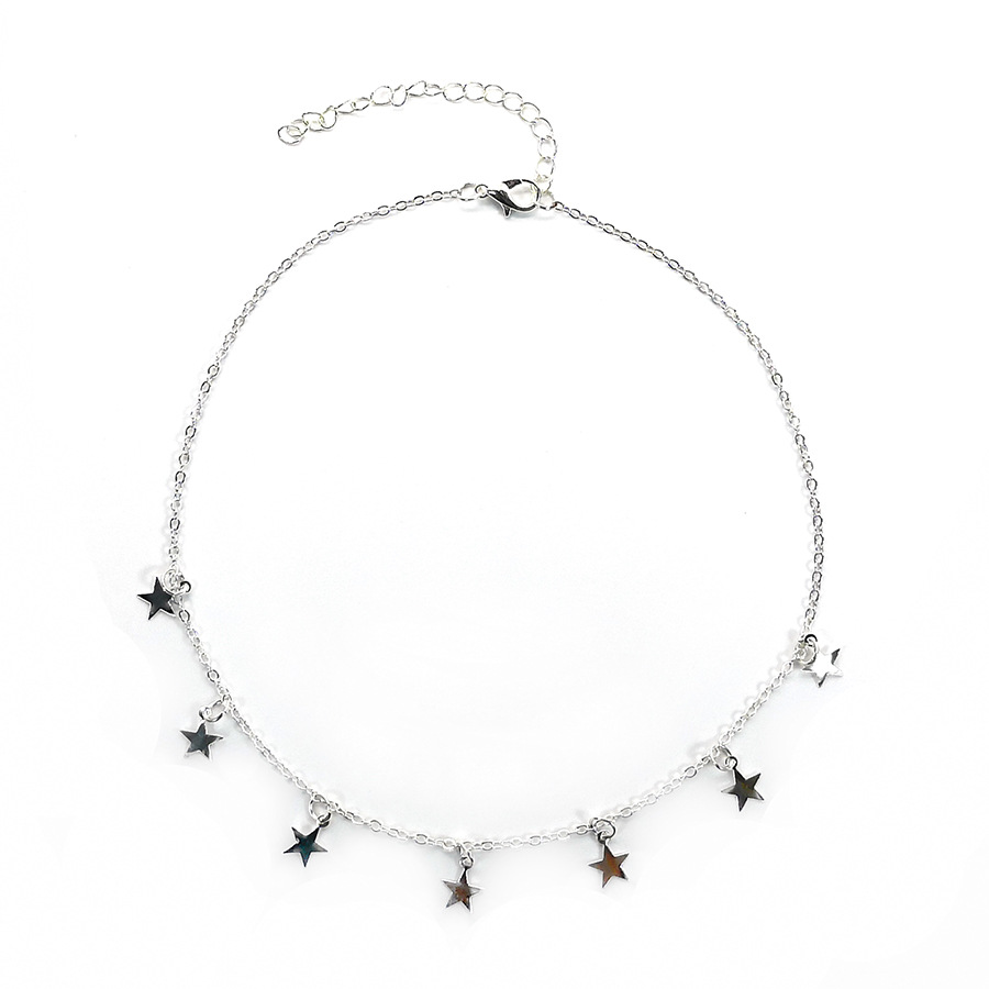 Dây chuyền vòng cổ choker dạng sợi mảnh nhẹ đính ngôi sao màu Bạc Vàng chất liệu kim loại siêu xinh thanh lịch dễ phối đồ cho nữ VC-17