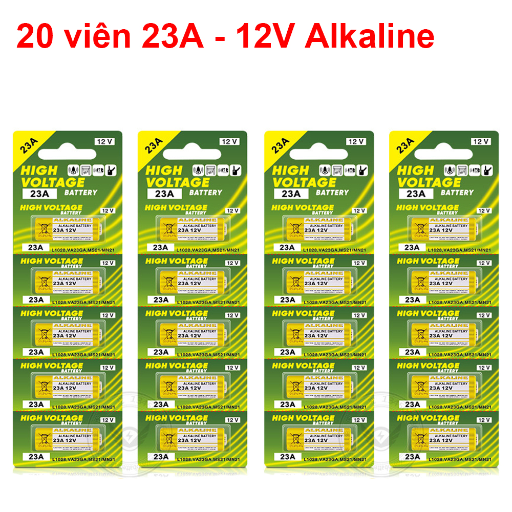 20 viên pin alkaline 23a & 27a 12v pin điều khiển cửa cuốn
