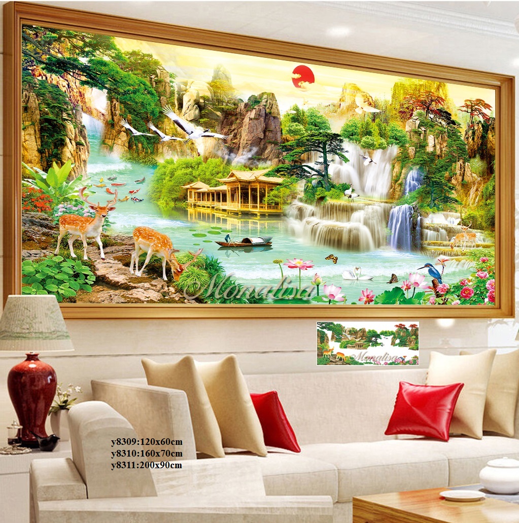Tranh đính đá,tranh gắn đá Phong Cảnh KT:120x60cm