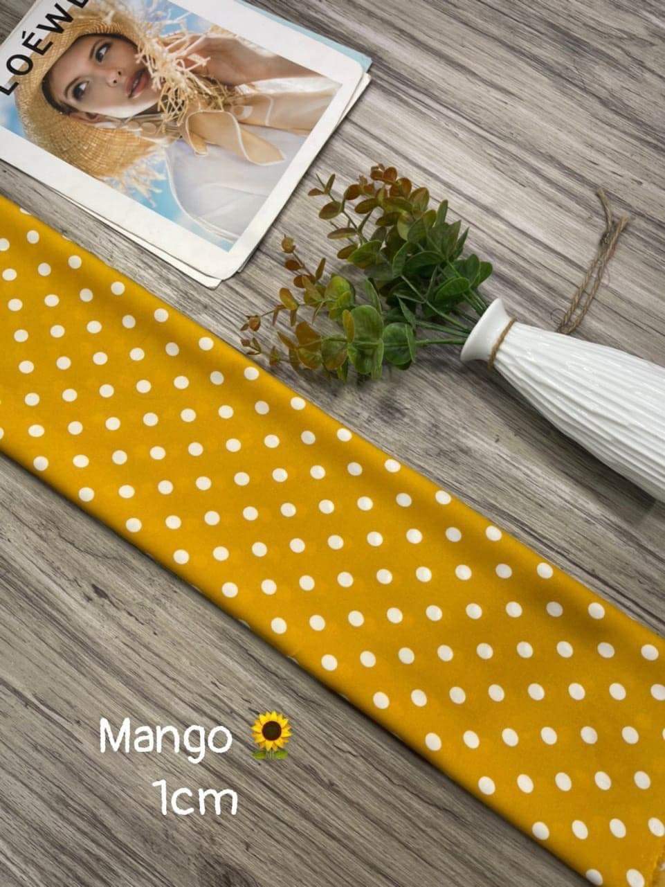 Vải Lụa Mango Họa Tiết Chấm Bi 1cm ( 2m khổ 1.5m )