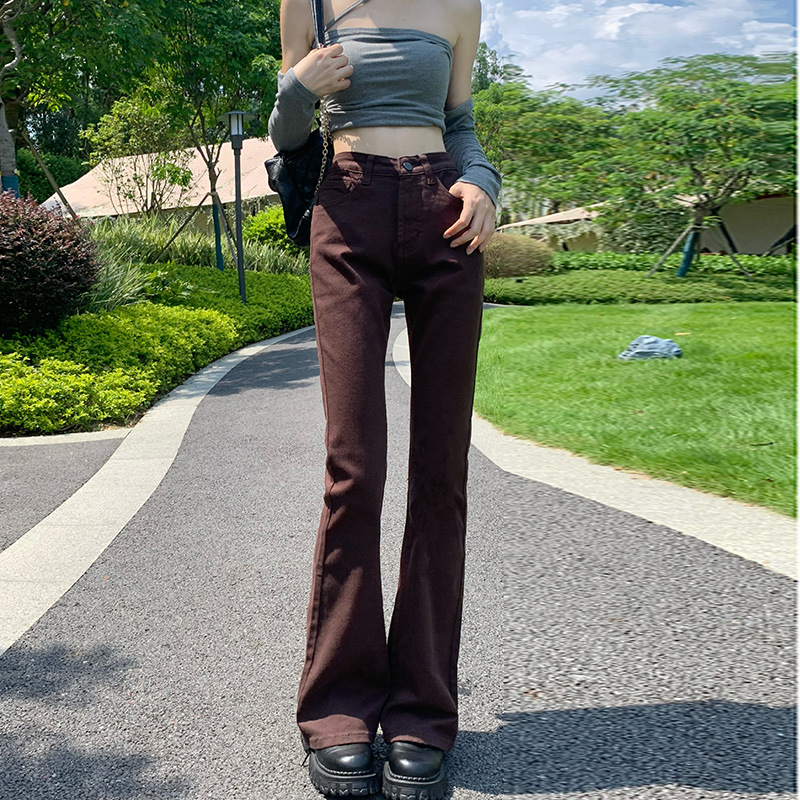 Quần jeans nữ trắng loe ống bass basic lưng cao nguyên gấu đủ màu