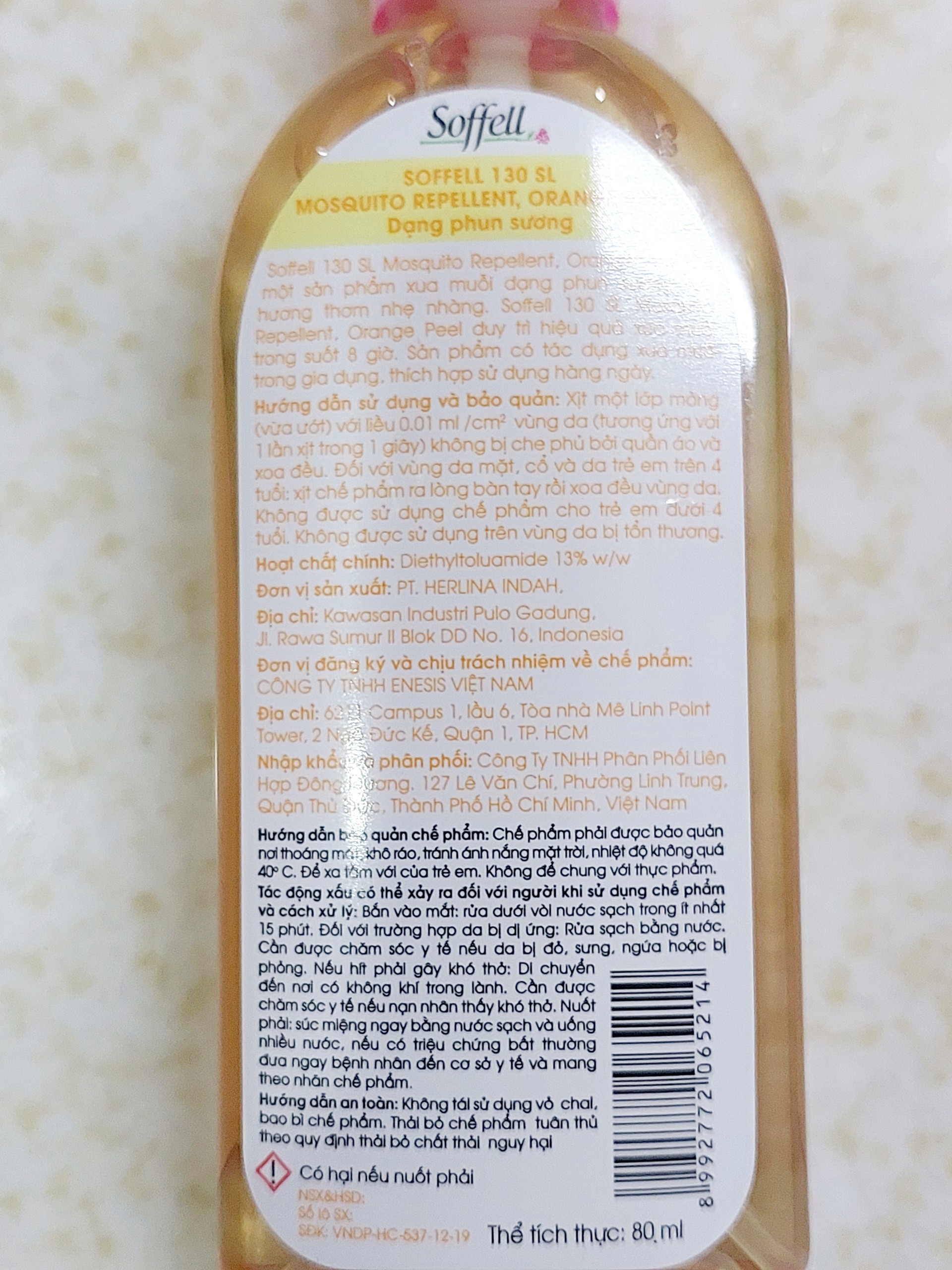 Xịt chống muỗi Soffell Hương hoa, cam [sofell, soffel, sofel]