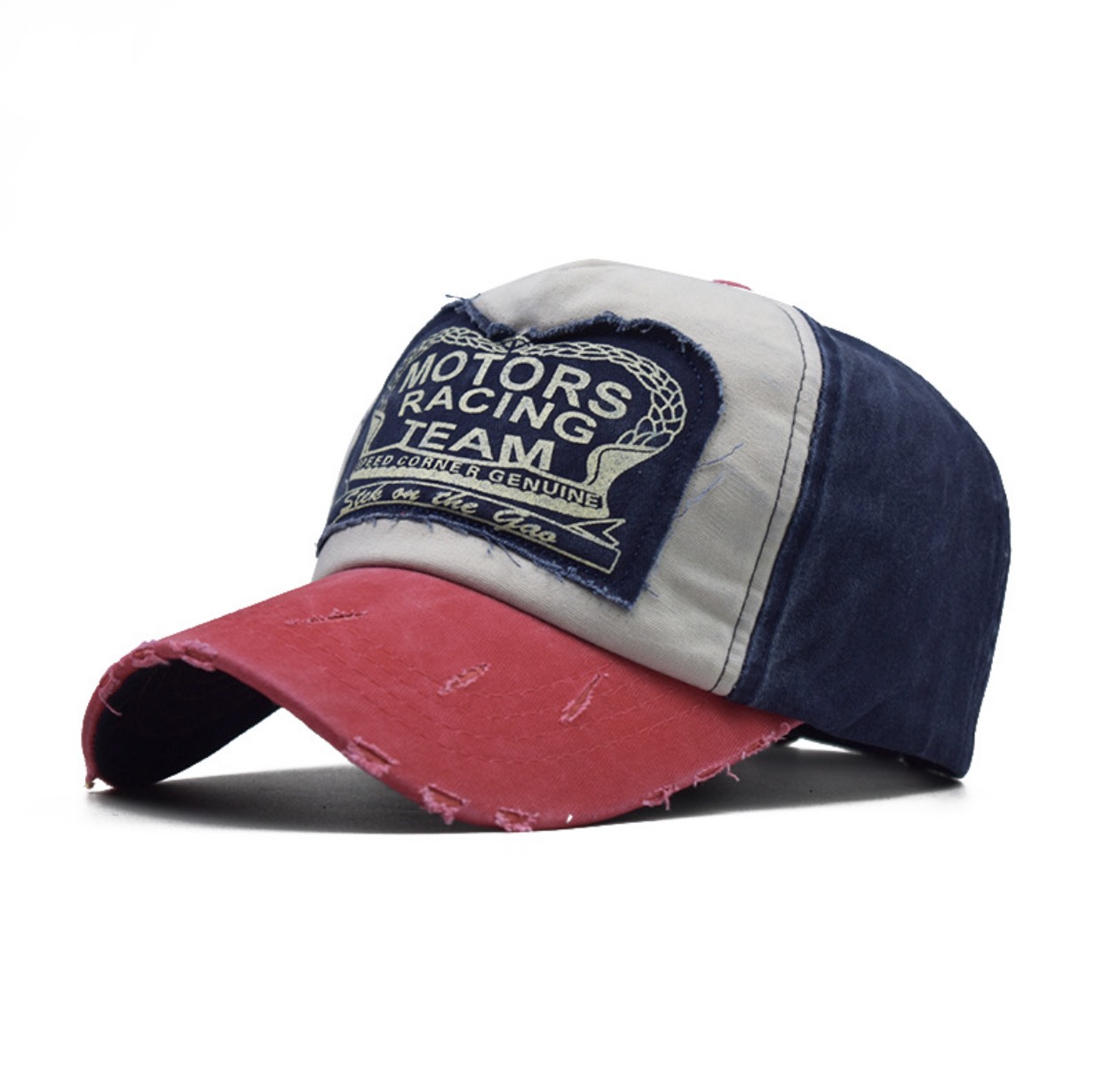 Baseball cap motor torn denim style dusty rings for male and female-smice House-adjustable size