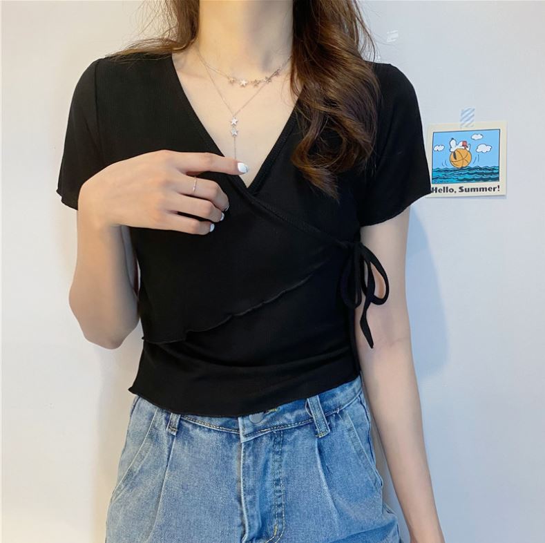 Áo đắp chéo cột nơ hông