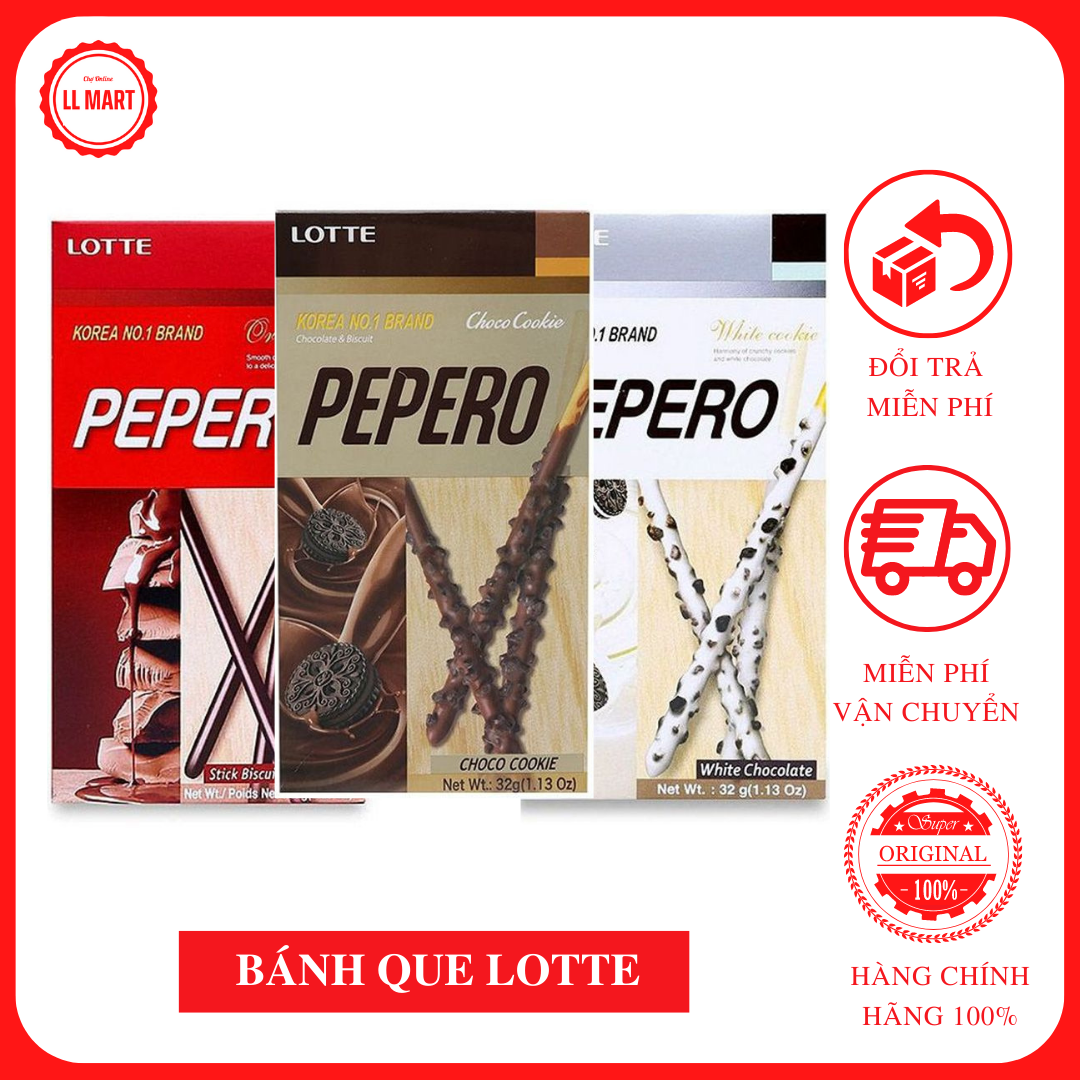 Bánh Que Lotte Pepero Socola/Hạnh Nhân/Choco Cookie 32G