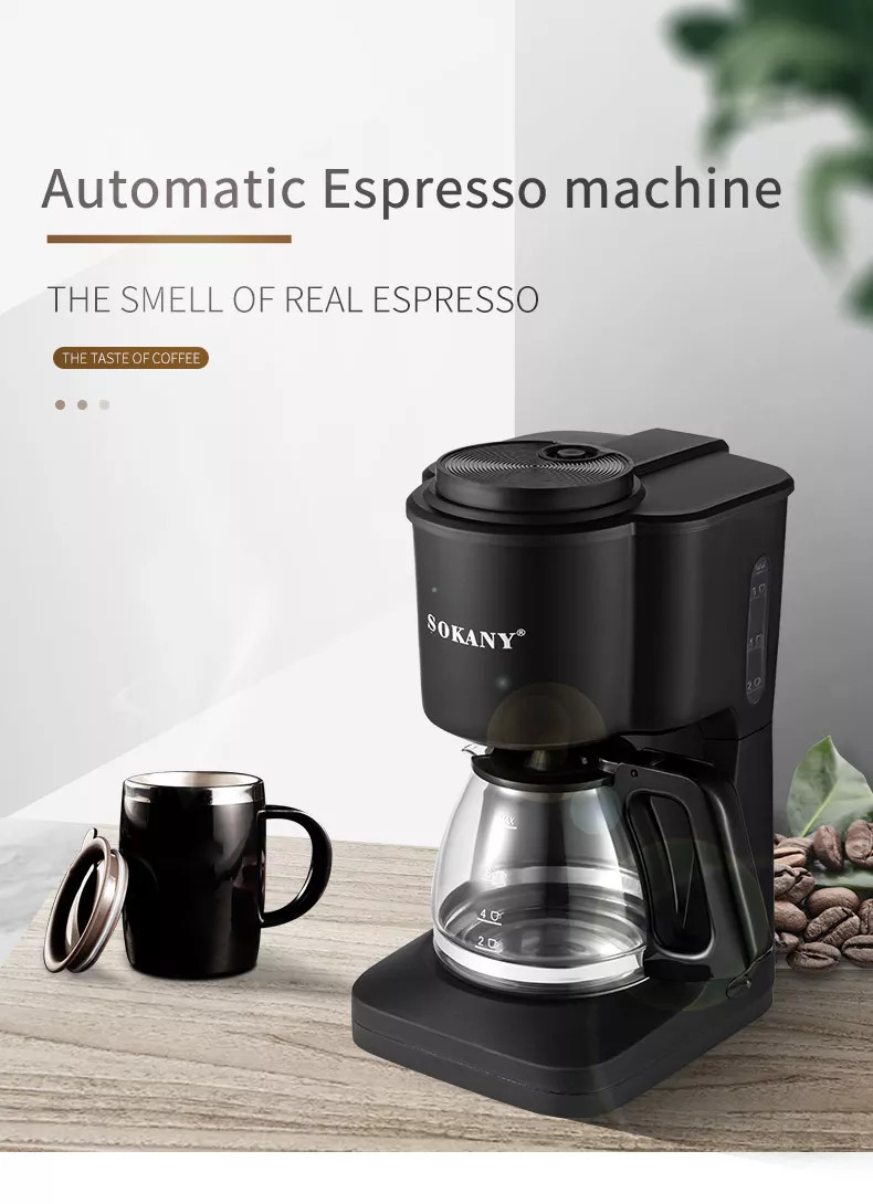 Máy Pha Cà Phê Espresso-Máy Pha Coffee Văn Phòng Siêu Tốc-Máy Pha Cafe Mini Siêu Tốc, Máy Pha Cafe SOKANY SK-124 Công Suất 800W, Dung Tích 600ml, Van Chống Nhỏ Giọt, Thiết Kế Gọn Đẹp Và Sang Trọng.
