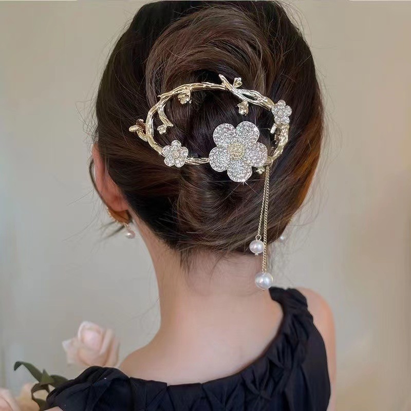 Kẹp tóc nữ đính đá lấp lánh sang chảnh lila kquan24