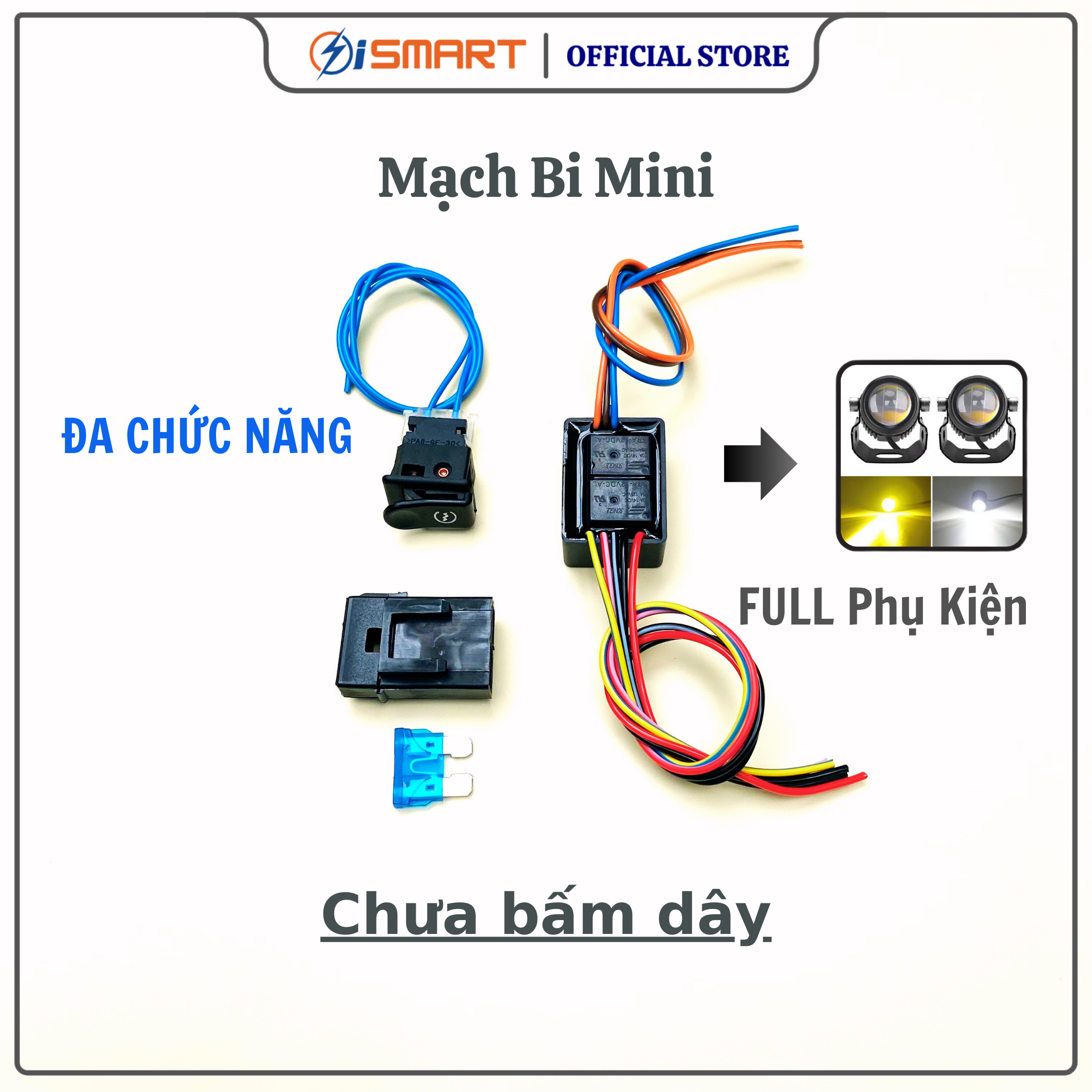 TV06 - Mạch Bi Mini Passing đèn trợ sáng Bi Mini Vàng/Trắng, Mạch bimini auto passing, NÚT RỜI
