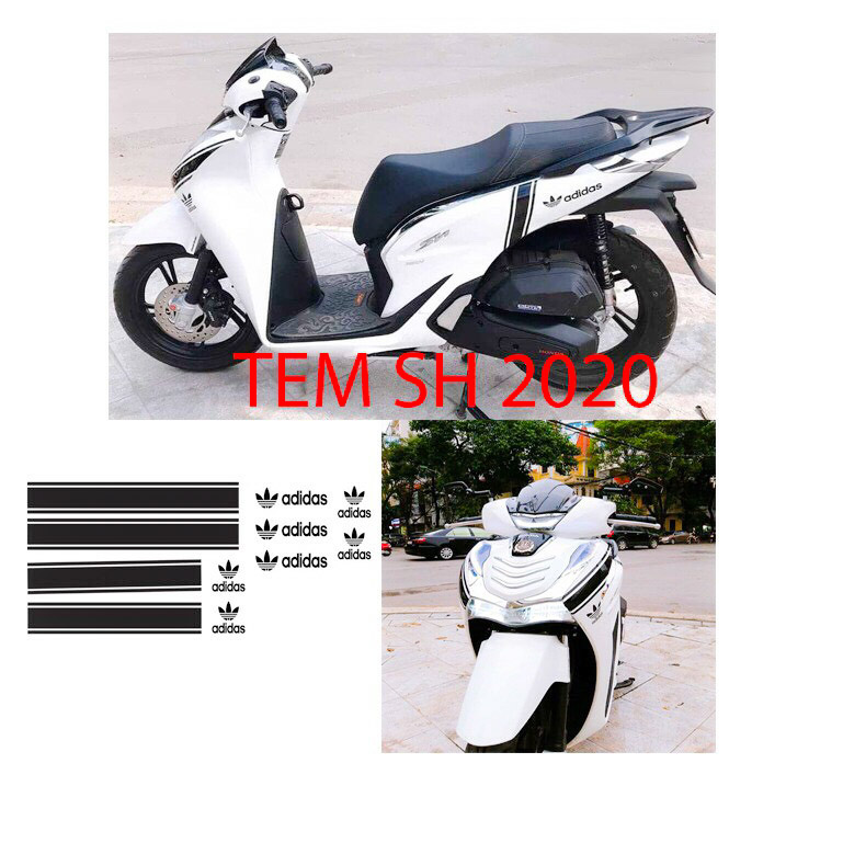 Tem Chỉ Adidas màu Đen Dán  Xe SH 2020