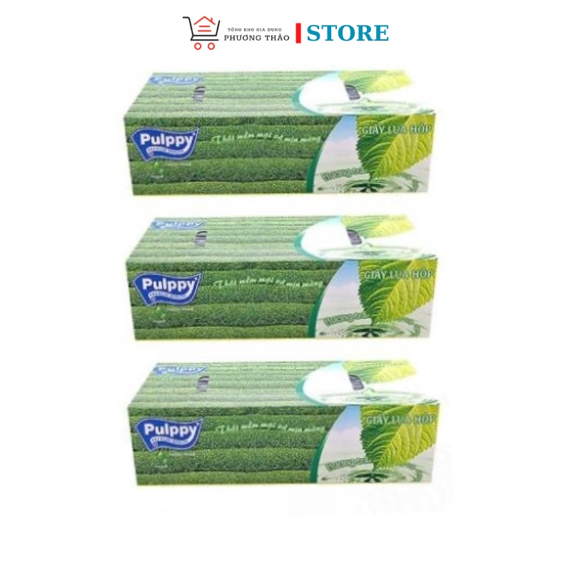 Khăn giấy lụa pulppy 2 lớp 1 hộp 100 tờ
