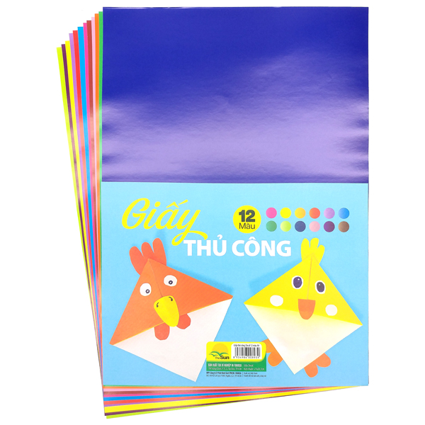Giấy thủ công decal 12 màu a4 - the sun
