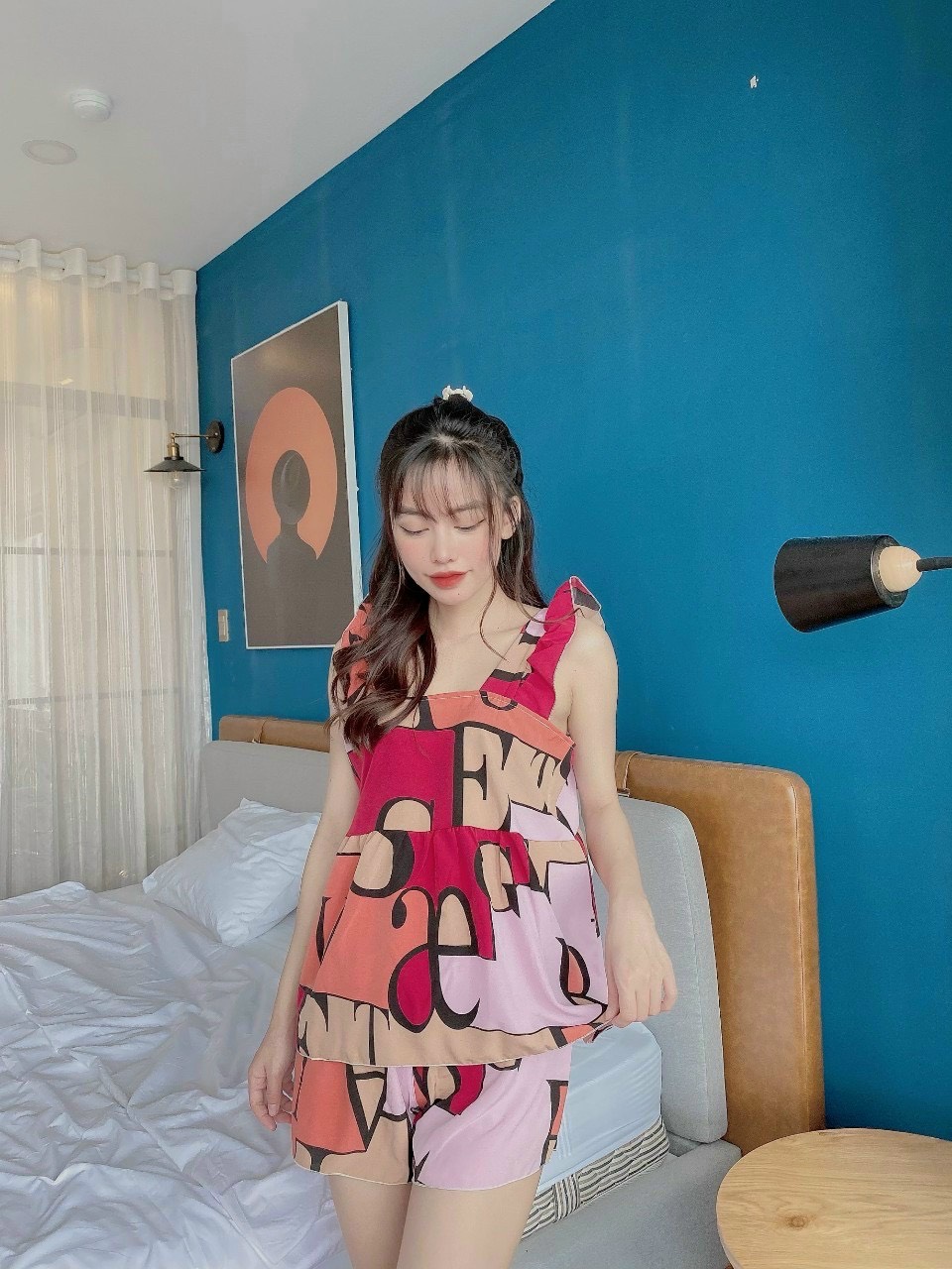 Bộ đồ tiểu thư lụa sattin mặc ở nhà tp155