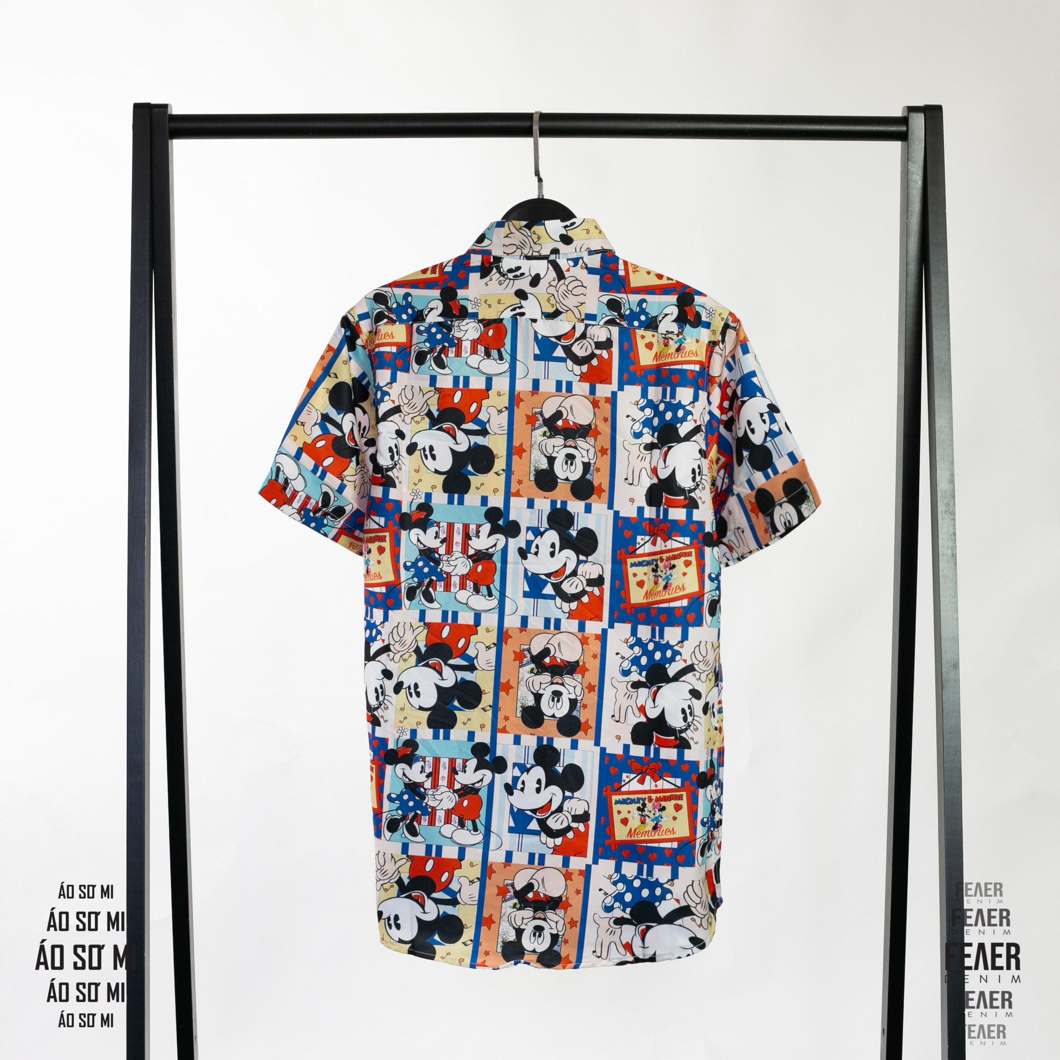 Áo Sơ Mi nam tay ngắn Chuột Mickey - Chất lụa