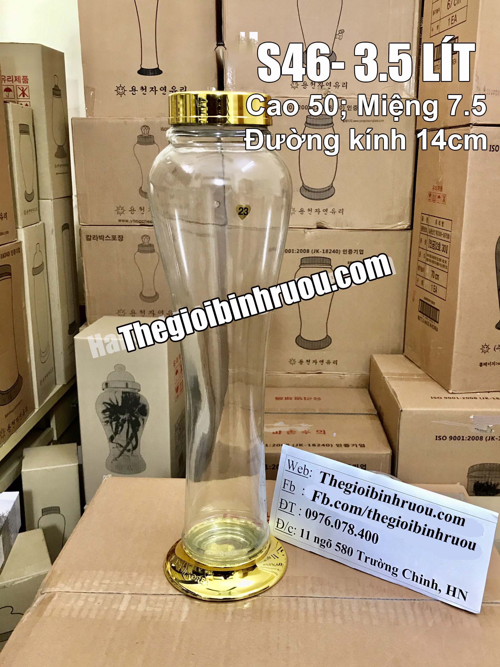 Bình Ngâm Rượu Hàn Quốc 3.5 Lít (Bình Thon Dài)